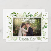 White Hydrangea Foto Flat Wedding Dankeskarte (Vorne/Hinten)