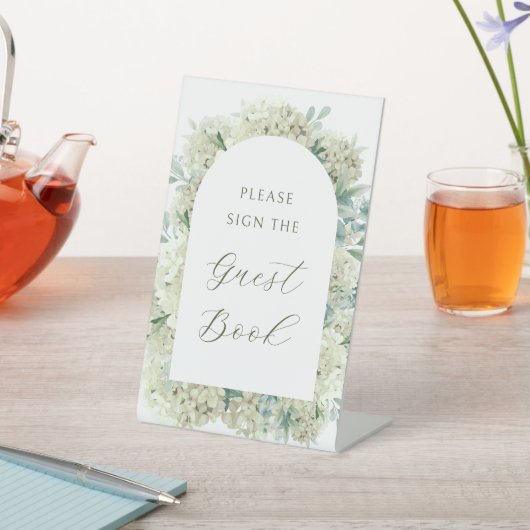 White Hydrangea Gästebuch Sockelschild (In SItu)