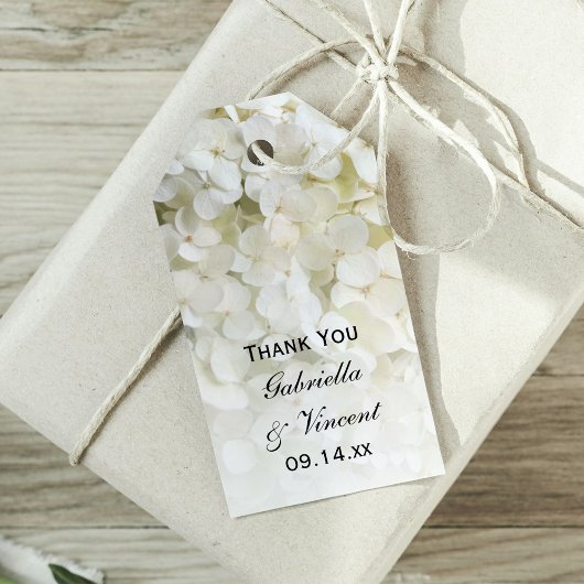 White Hydrangea Gastgeschenk Hochzeit Tags Geschenkanhänger