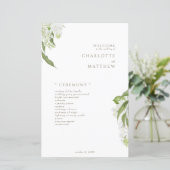 White Hydrangea Gold Text Wedding Program (Stehend Vorderseite)