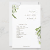 White Hydrangea Gold Text Wedding Program (Vorderseite)