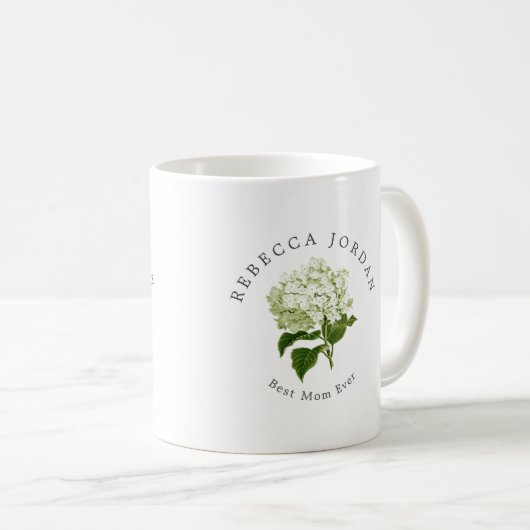 White Hydrangea Grand-Millenium Beste Mama je Kaffeetasse (VorderseiteRechts)