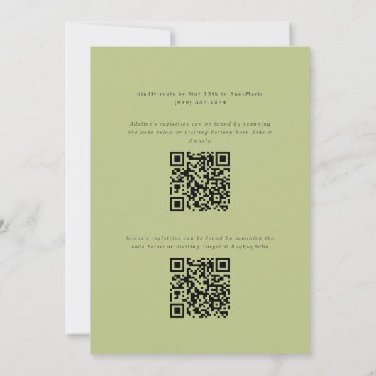 White Hydrangea Grandmillennial Double Baby Dusche Einladung (Rückseite)