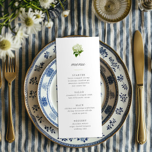 White Hydrangea Grandmillennial Menu Einladung