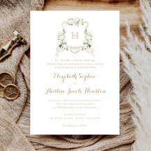 White Hydrangea Greenera Wappen Monogram Wedding