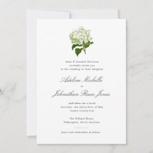 White Hydrangea Grossjahrtausende Hochzeit Einladung