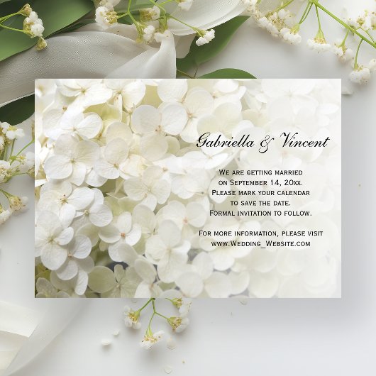White Hydrangea Hochzeit Sichern Sie den Termin An Save The Date