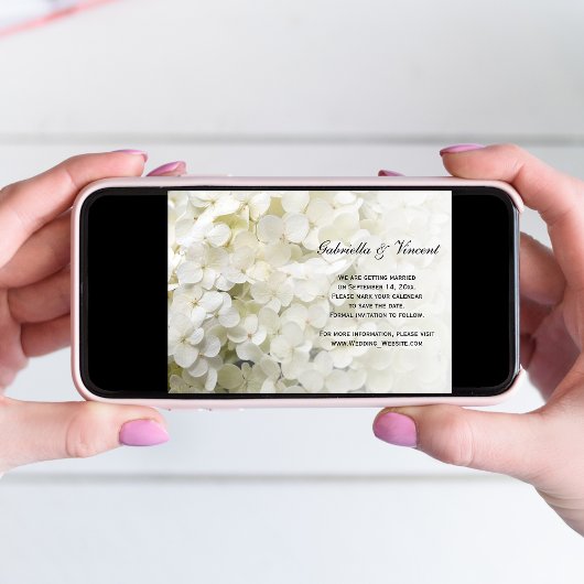 White Hydrangea Hochzeit Sichern Sie den Termin An Save The Date