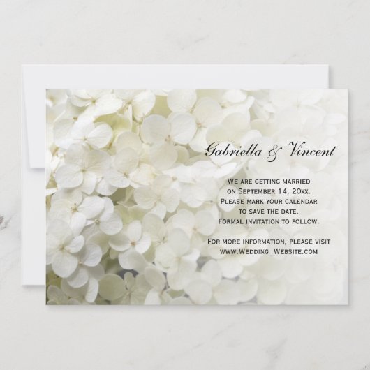 White Hydrangea Hochzeit Sichern Sie den Termin An Save The Date (Vorderseite)