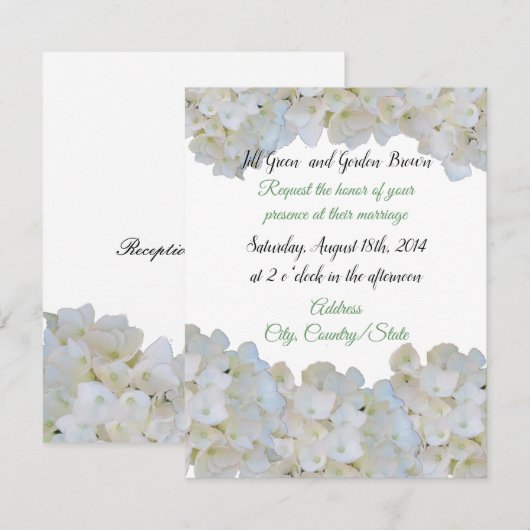 White Hydrangea Hochzeitseinladung Einladung (Vorne/Hinten)