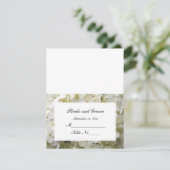 White Hydrangea Hochzeitsempfang Platzkarte RSVP Karte (Stehend Vorderseite)