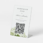 White Hydrangea Honeymoon Fund Donation Sign Sockelschild (Vorderseite)