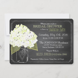 White Hydrangea Jar Chalkboard Brautparty Einladung
