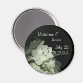 White Hydrangea Keepake Round Magnet (Vorderseite/Rückseite)