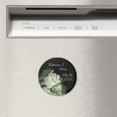 White Hydrangea Keepake Round Magnet (In Situ (Geschirrspüler))