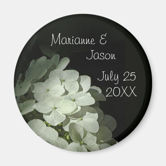 White Hydrangea Keepake Round Magnet (Vorne)
