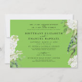 White Hydrangea Lime Green Beide Eltern Hochzeit Einladung (Vorderseite)