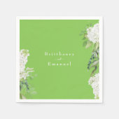 White Hydrangea Lime Green Wedding Serviette (Vorderseite)