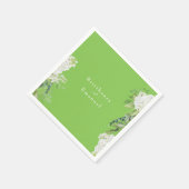 White Hydrangea Lime Green Wedding Serviette (Ecke)
