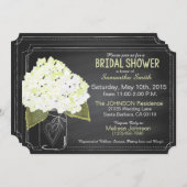 White Hydrangea Mason Jar Chalkboard Brautparty Einladung (Vorne/Hinten)