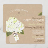 White Hydrangea Mason Jar Rustic Baby Dusche Einladung (Vorne/Hinten)