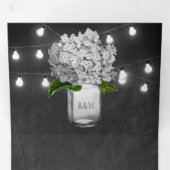 White Hydrangea Mason Jar String Lights Wedding Dreifach Gefaltete Einladung (Innen Erste Seite)
