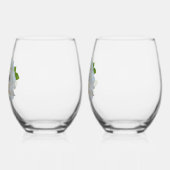 White Hydrangea Mr. and Mrs Stemless Wine Glass Weinglas Ohne Stiel (Links)