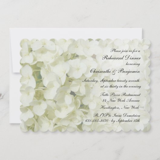 White Hydrangea Probe Dinner Einladung (Vorderseite)
