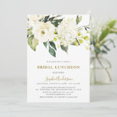 White Hydrangea Rose BRIDAL LUNCHEON Einladung (Stehend Vorderseite)