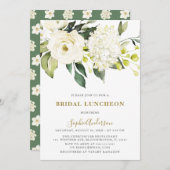 White Hydrangea Rose BRIDAL LUNCHEON Einladung (Vorne/Hinten)