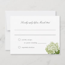 White Hydrangea RSVP-Karte für die Hochzeit von Gr