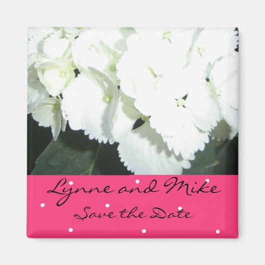 White Hydrangea Save the Date Magnet (Vorne)