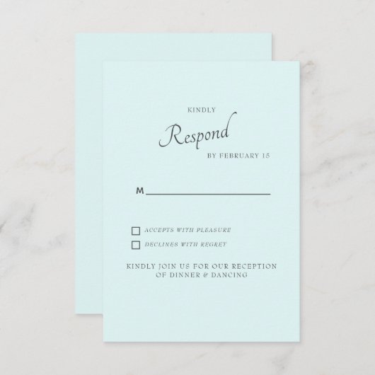White Hydrangea Seafoam Background Wedding RSVP (Vorne/Hinten)