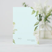 White Hydrangea Seafoam Wedding Blank Dankeskarte (Stehend Vorderseite)