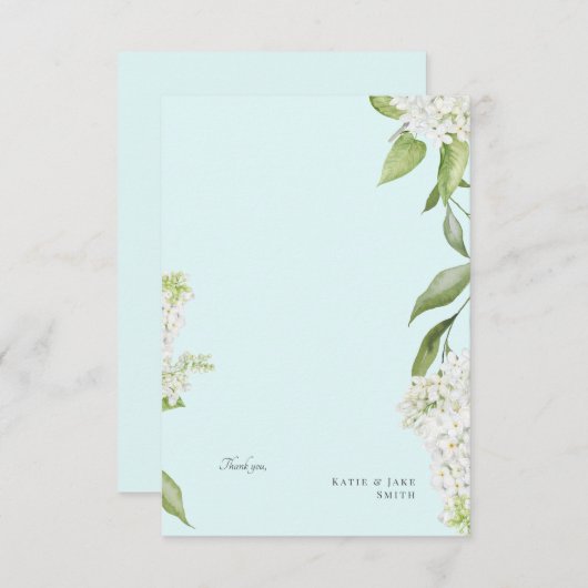 White Hydrangea Seafoam Wedding Blank Dankeskarte (Vorne/Hinten)