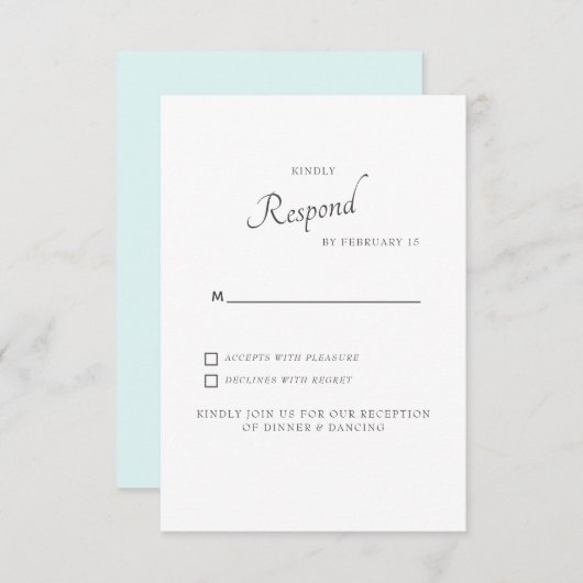 White Hydrangea Seafoam Wedding RSVP (Vorne/Hinten)