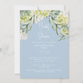 White Hydrangea Sky Blue Brautparty Einladung (Vorderseite)