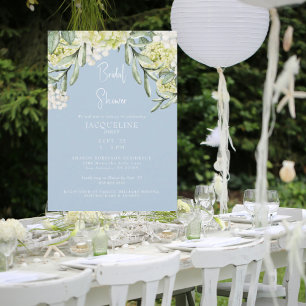 White Hydrangea Sky Blue Brautparty Einladung