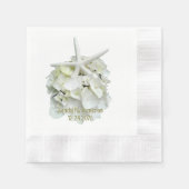 White Hydrangea Starfish Hochzeit Serviette (Vorderseite)