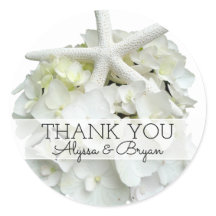 White Hydrangea Starfish Wedding Vielen Dank