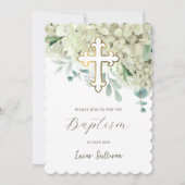 White Hydrangea Taufe Einladung (Vorderseite)