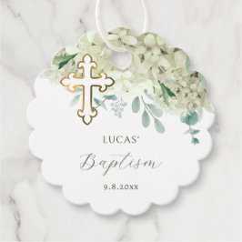 White Hydrangea Taufe Fvor Tags Geschenkanhänger