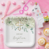 White Hydrangea Taufe Pappteller (Party)