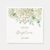 White Hydrangea Taufe Serviette (Vorderseite)