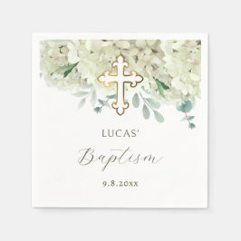 White Hydrangea Taufe Serviette