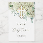 White Hydrangea Taufe Weinetikett (Einzelnes Label)