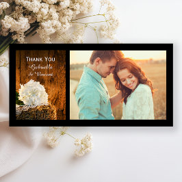 White Hydrangea und Barn Wood Wedding Vielen Dank Dankeskarte