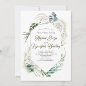 White Hydrangea und Greenery Probe Dinner Einladung (Vorderseite)