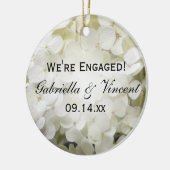 White Hydrangea Verlobung Foto Keramikornament (Links)