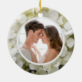 White Hydrangea Verlobung Foto Keramikornament (Hinten)